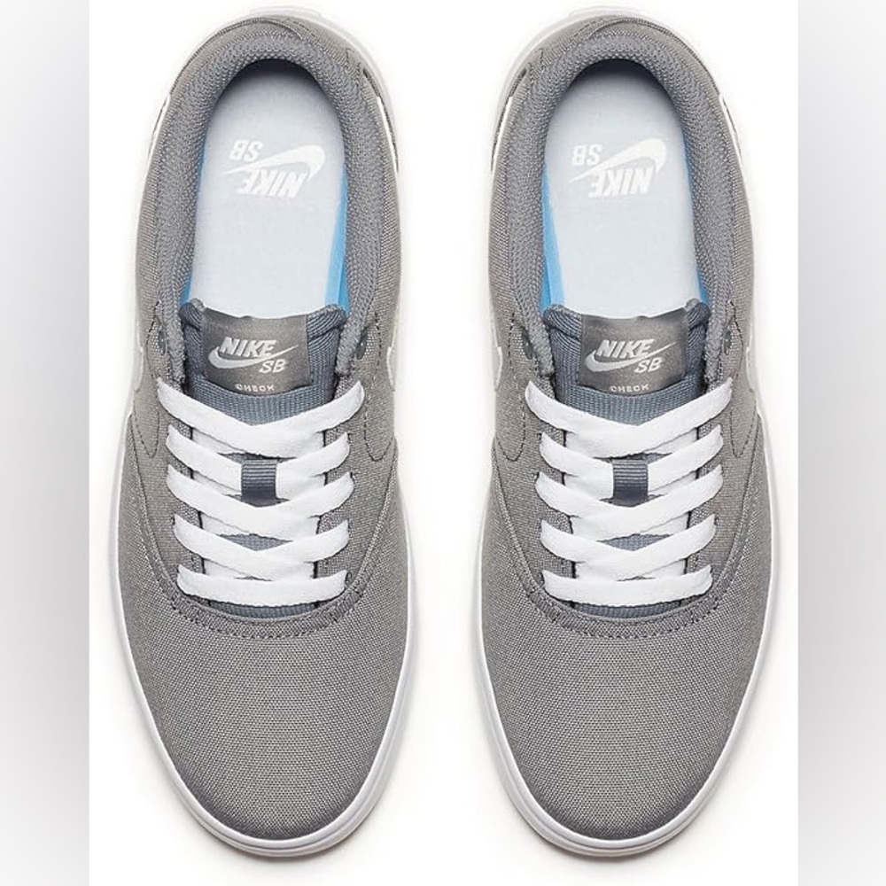 Nike SB Check Solarsoft Canvas Grey White Skate Shoes 921464-002 Mens 8.5